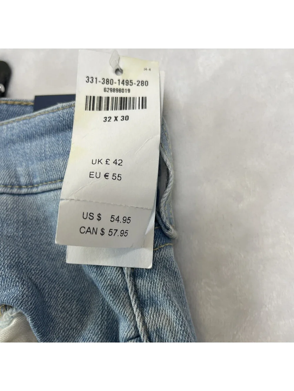 Hollister Slim Straight Epic Flex Men’s Distressed Jeans Light Denim 32X 30 Nwt